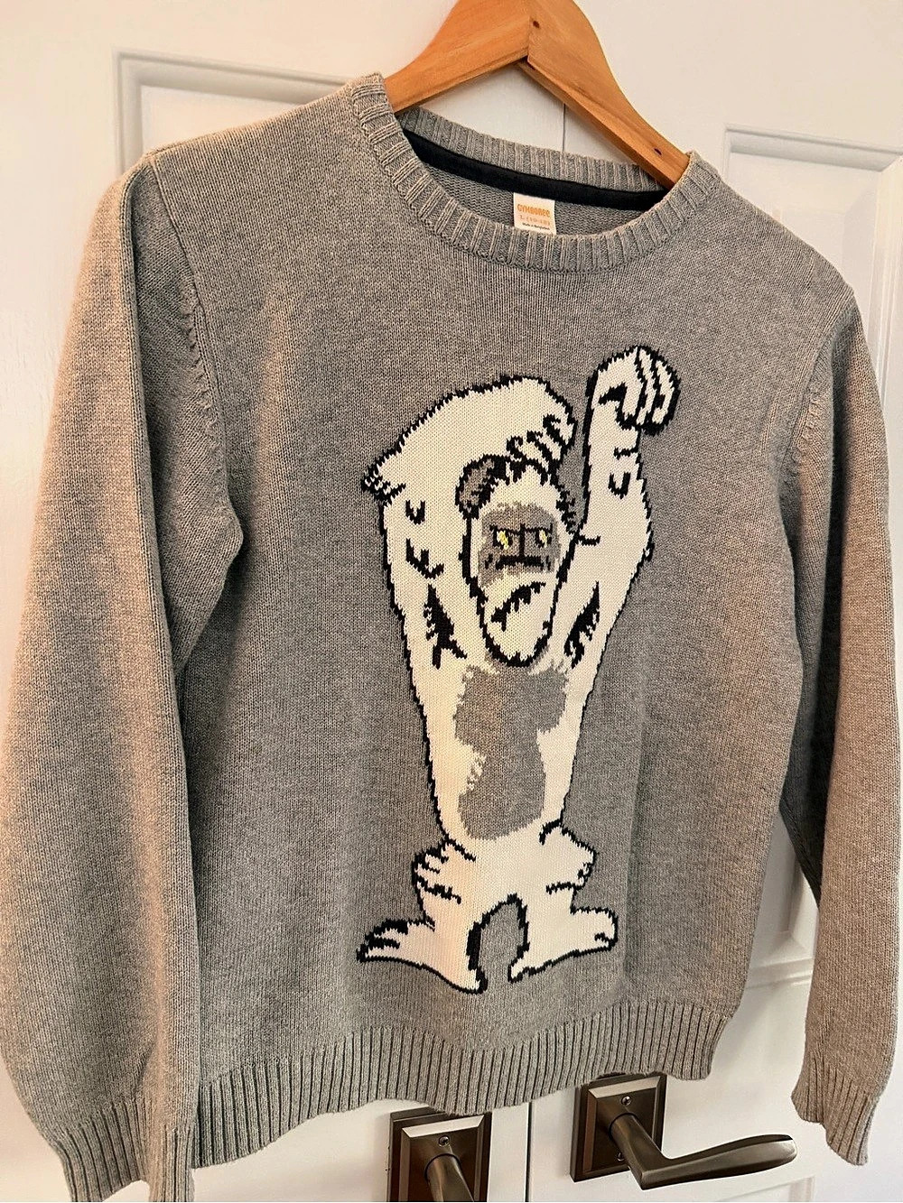 Gymboree Yeti Abominable Snowman Pullover Sweater Boy’s Size 10-12 Gray & White